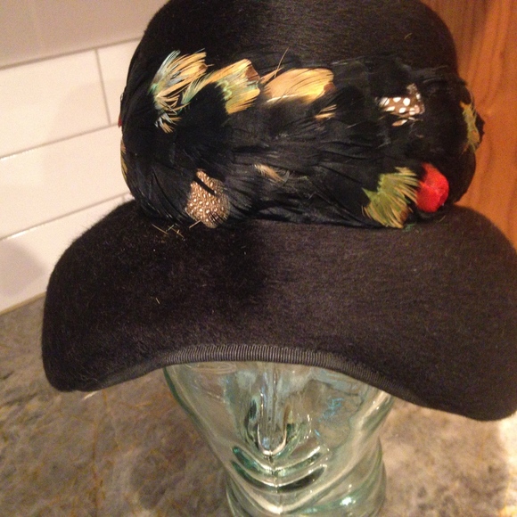 Vintage Wool Hat with Feathers - Henry Pollak, inc main image 6